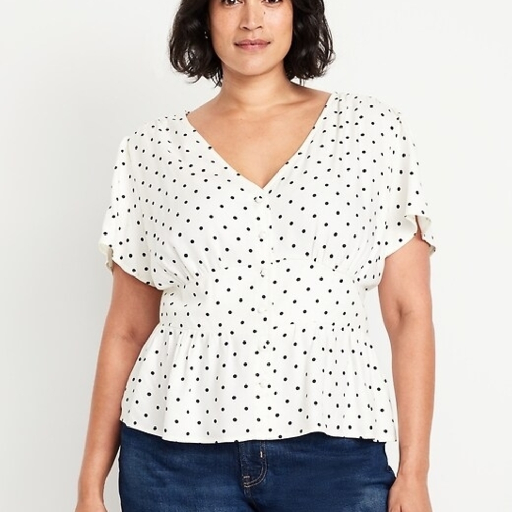 White and Black Polka Dot Blouse